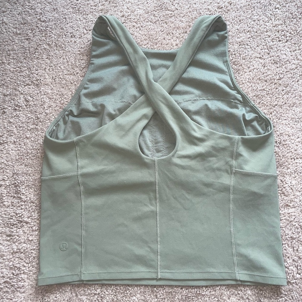 Lululemon cross back olive green cropped tank